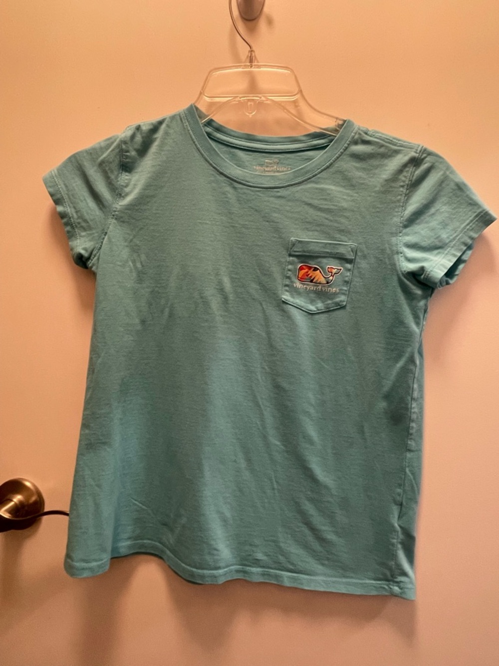 Vineyard Vines Girls' Teal Short Sleeve Pocket Tee / Large (14)